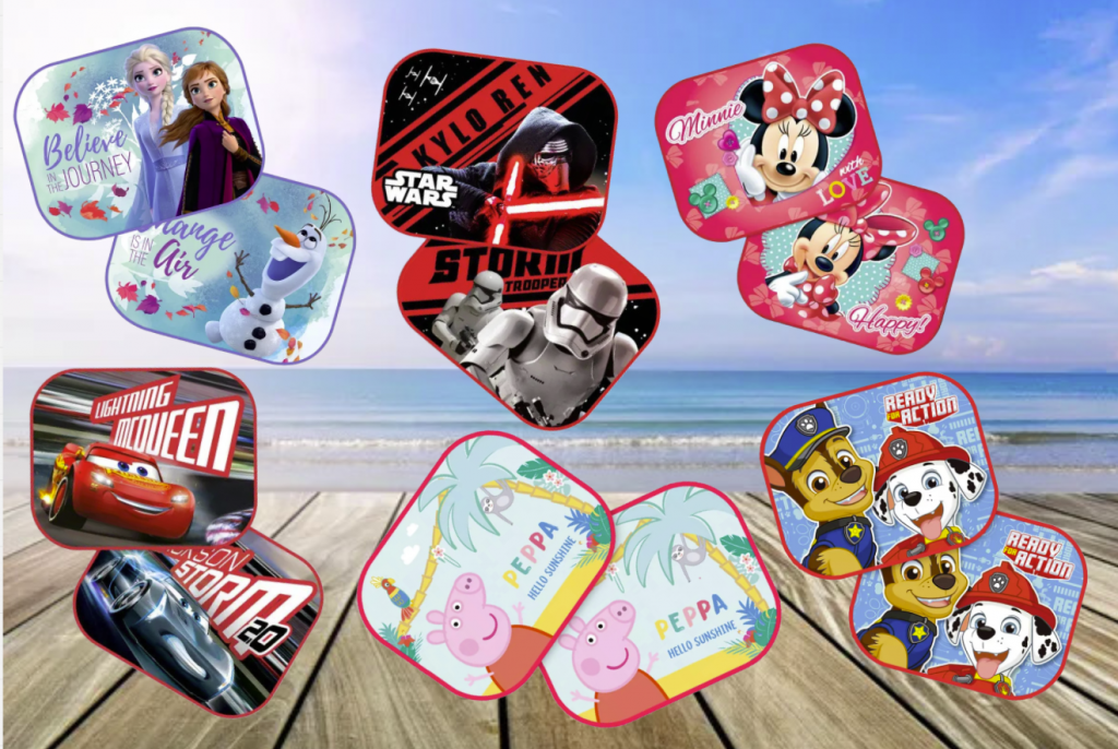 Pare-soleil pour enfant Reine des neige, Pat'Patrouille, Minnie, Spider Man, Mickey, Cars, Peppa Pig, Marvel, Disney